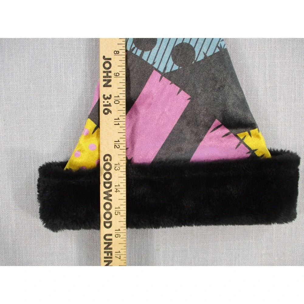 Disney‎ Nightmare Before Christmas Sally Patchwork Santa Hat Black Faux Fur Ruz